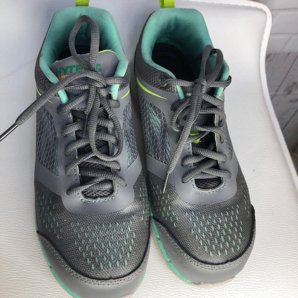 Hytest Women's Size 6.5 W Gray Teal Safety Steel Toe EH Work Safety Shoes K17519